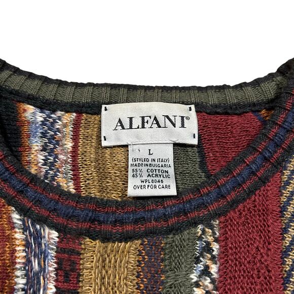 Vintage Alfani 3D Chunky Knit Textured Coogi Style Sweater Large 90s - Picture 2 of 3